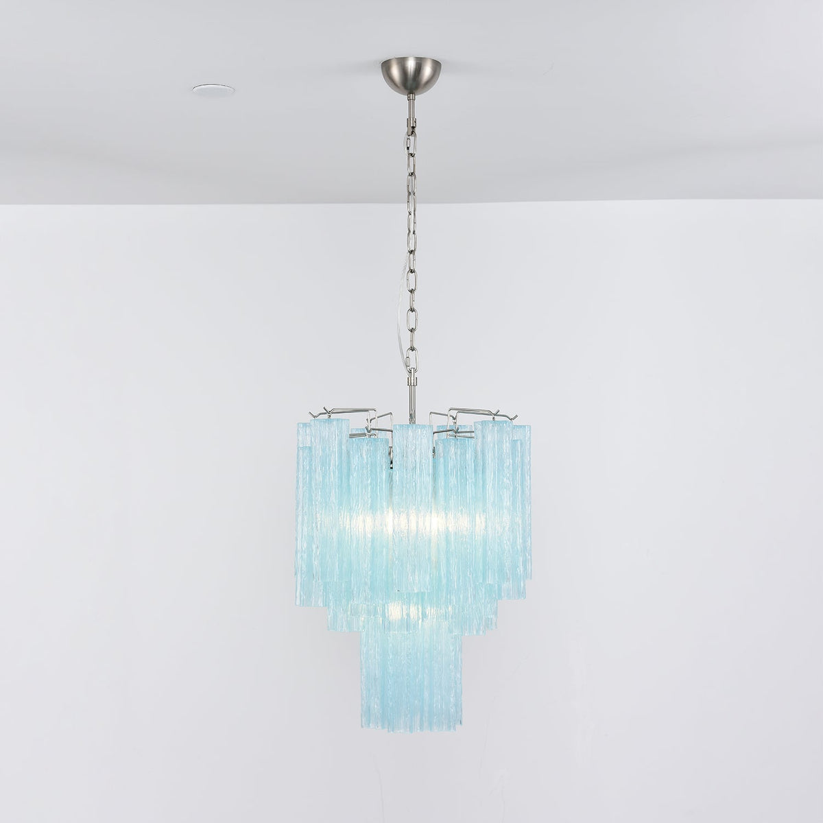 Wilira Lustre Azzura En Verre De Murano Tubes Style Côtier