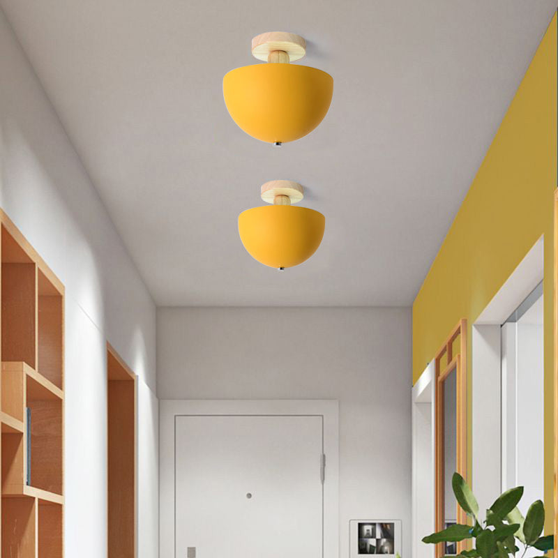 Muto Dôme Moderne LED Plafonnier Blanc/Gris Bois/Métal Salle d'étude