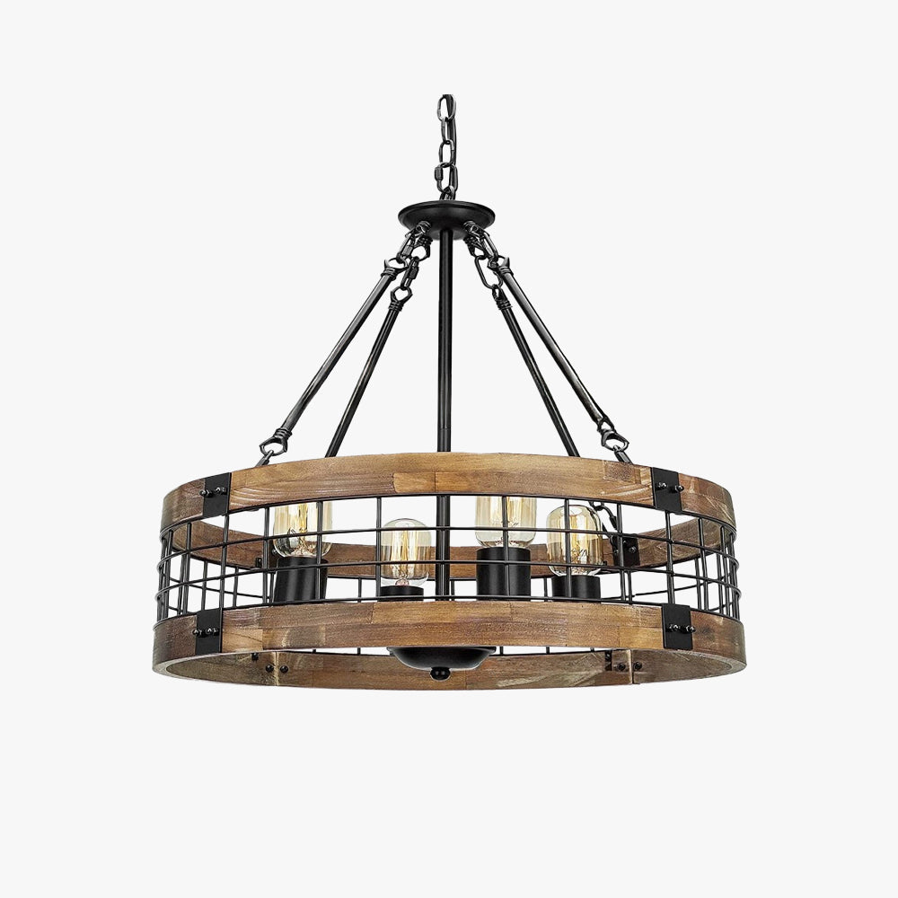 Silva Industriel LED Suspension Bois Métal Salon