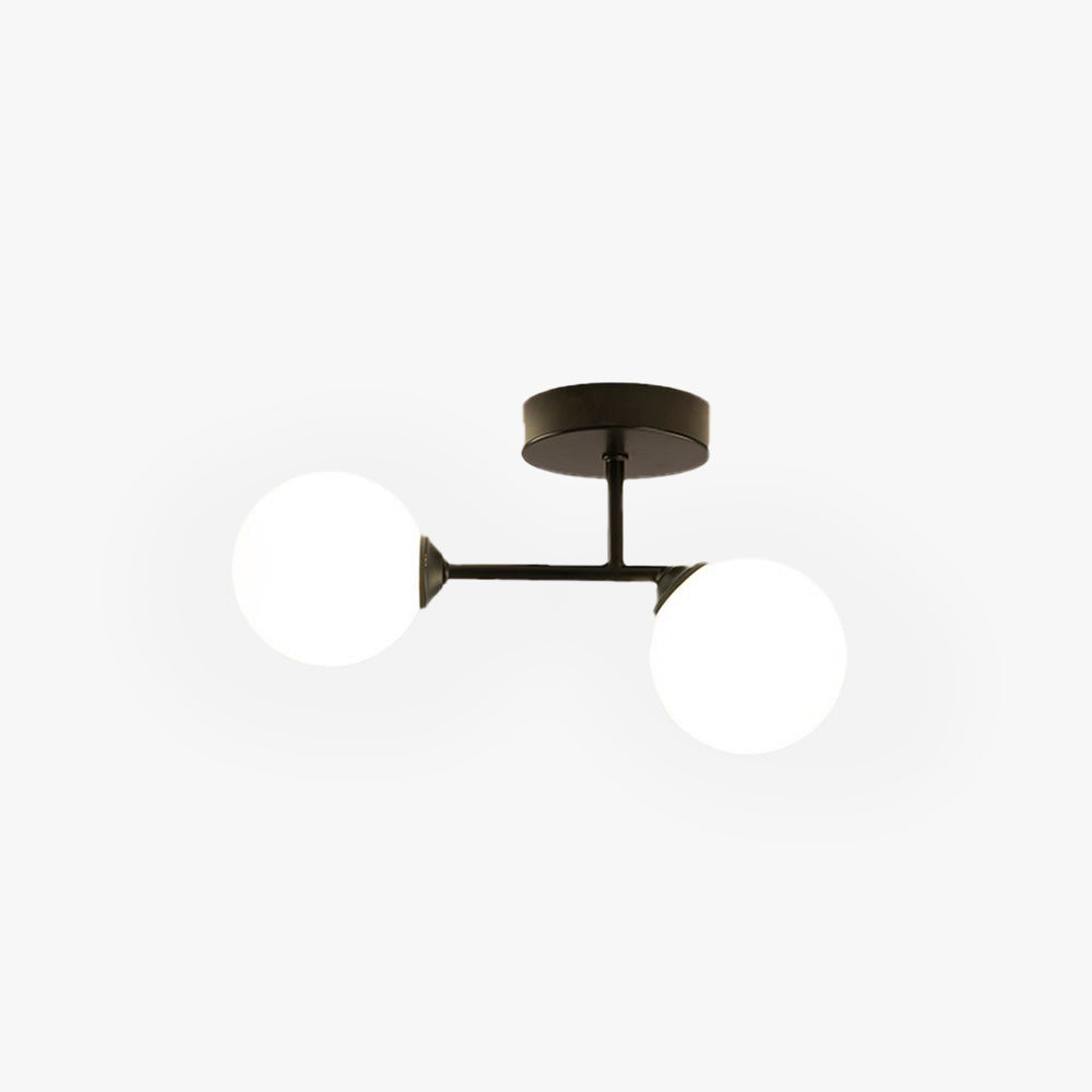 Valentina Plafonnier Rond Moderne, Métal/Verre, Noir/Doré, Salon