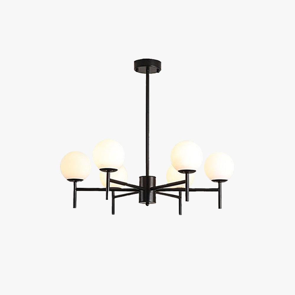 Valentina Bulle Moderne LED Lustre Noir/Doré Métal/Verre Chambre à Coucher