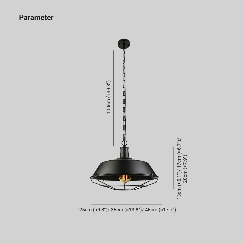 Silva Dôme Rustique LED Suspension Noir Métal Chambre à Coucher