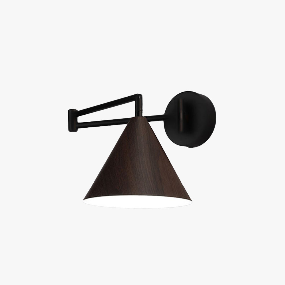 Muto Applique Murale Ajustable Conique, Métal, Marron/Bois, Chambre