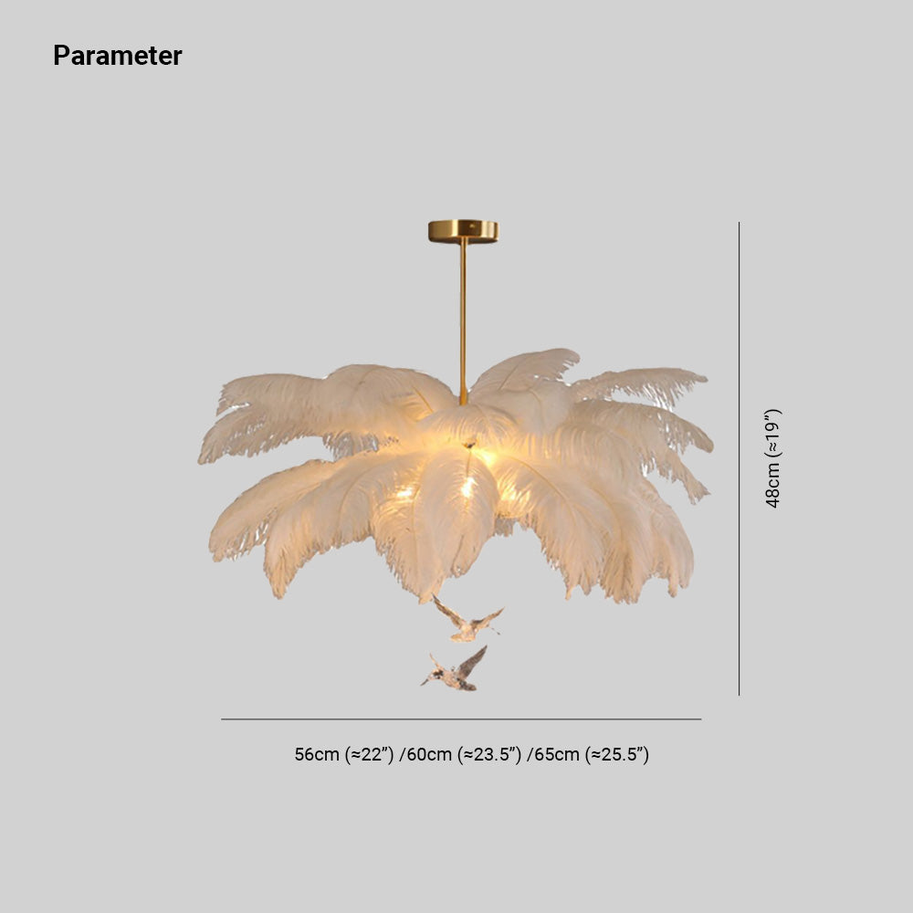 O'Moore Lustre Fleur Naturel Verre/Plume Blanc Salon