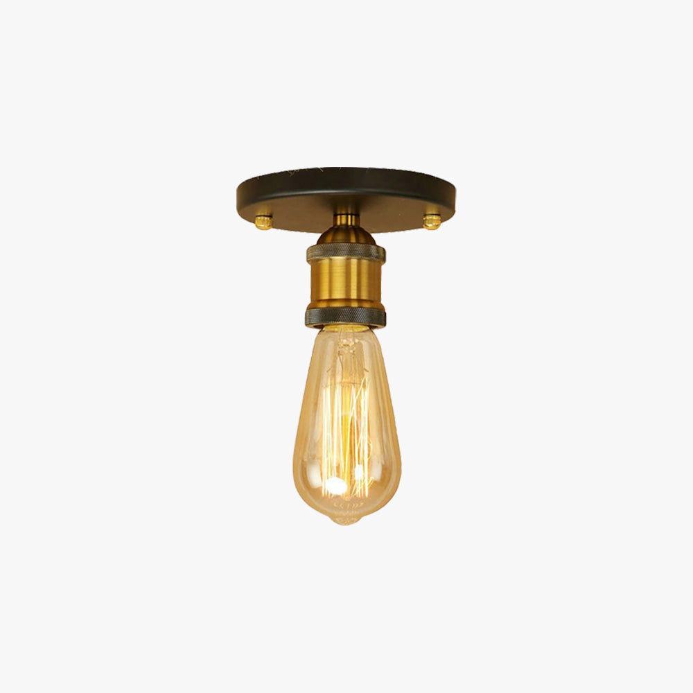 Silva Plafonnier Ampoule Vintage, Métal, Noir/Laiton/Rouille/Chromé, Salon