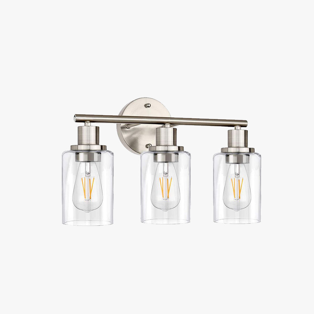 Silva Applique Murale Cylindrique Simple, Métal/Verre, Nickel, Salle de Bain