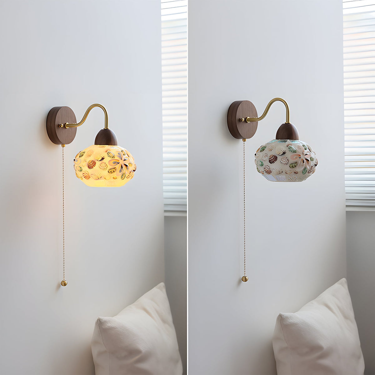 The Balcony Wall Lamp turned off, showing the colors of the glass in natural light.