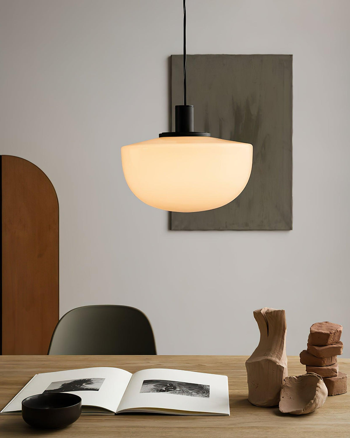 Pendant Lamp Glass Dome Metal Mount Minimalist Relax-Neutral Decor