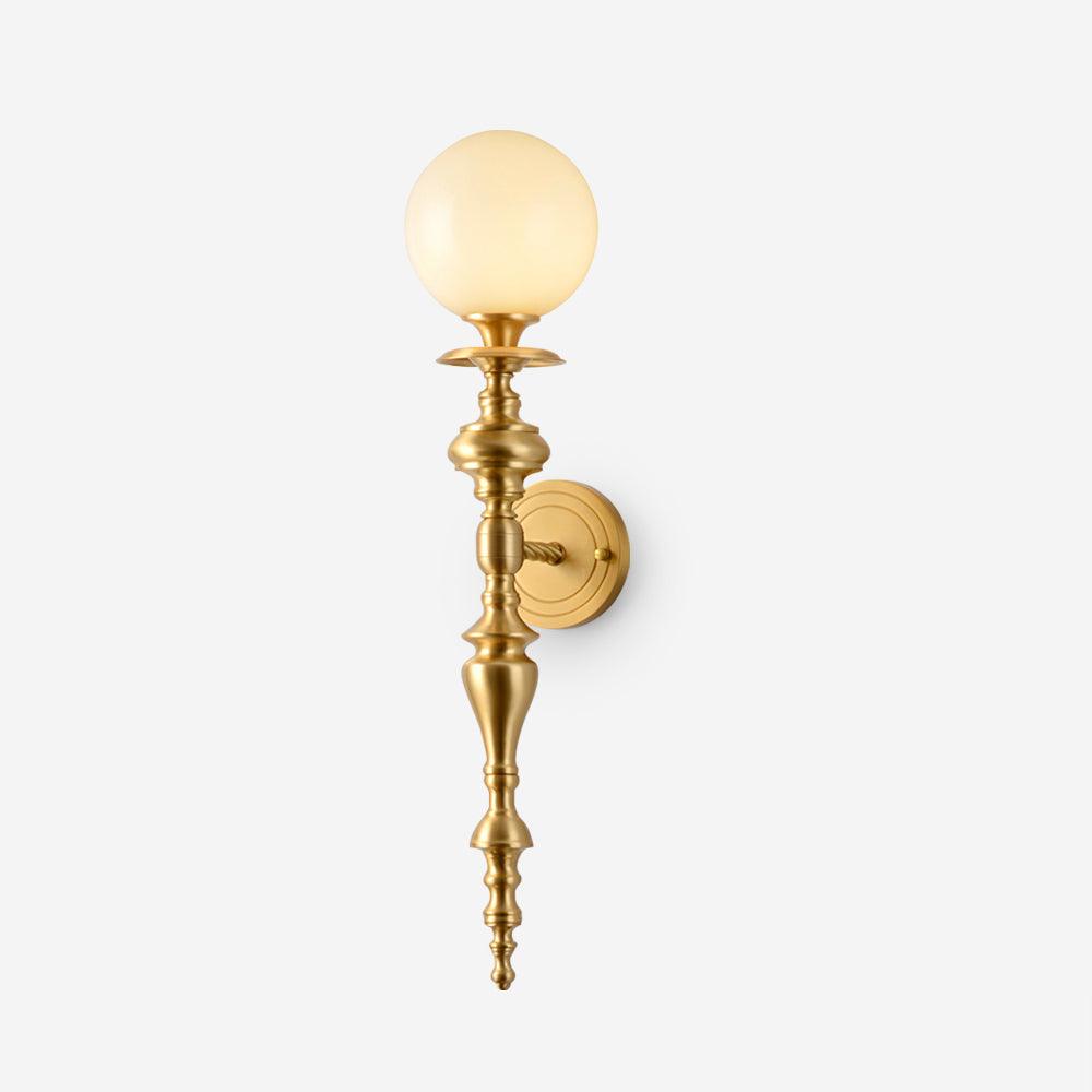 Wall Lamp Sculpted Brass Body Globe Shade Classic Elegant Statement-Neutral Decor
