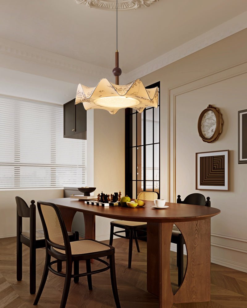 Perriana Suspension en Tissu Vintage et Bois Élégant