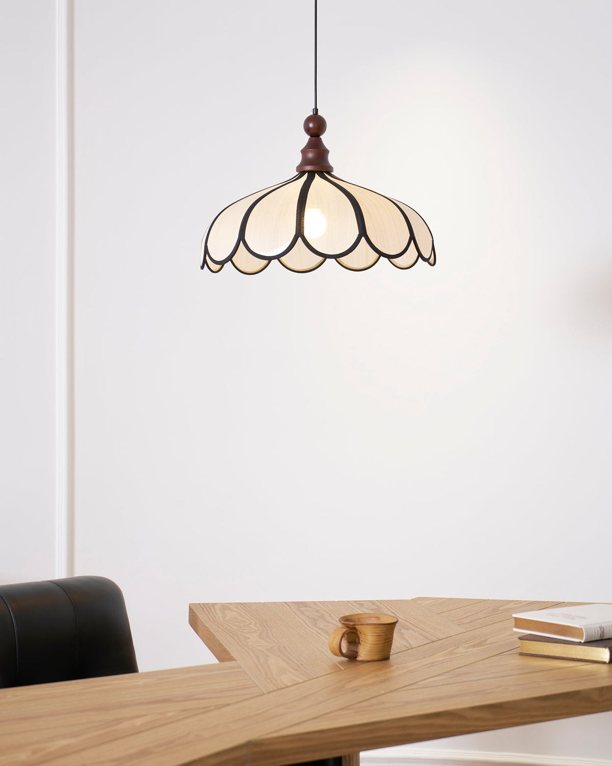 Botan Pendant Light shown with a modern, energy-efficient LED bulb.
