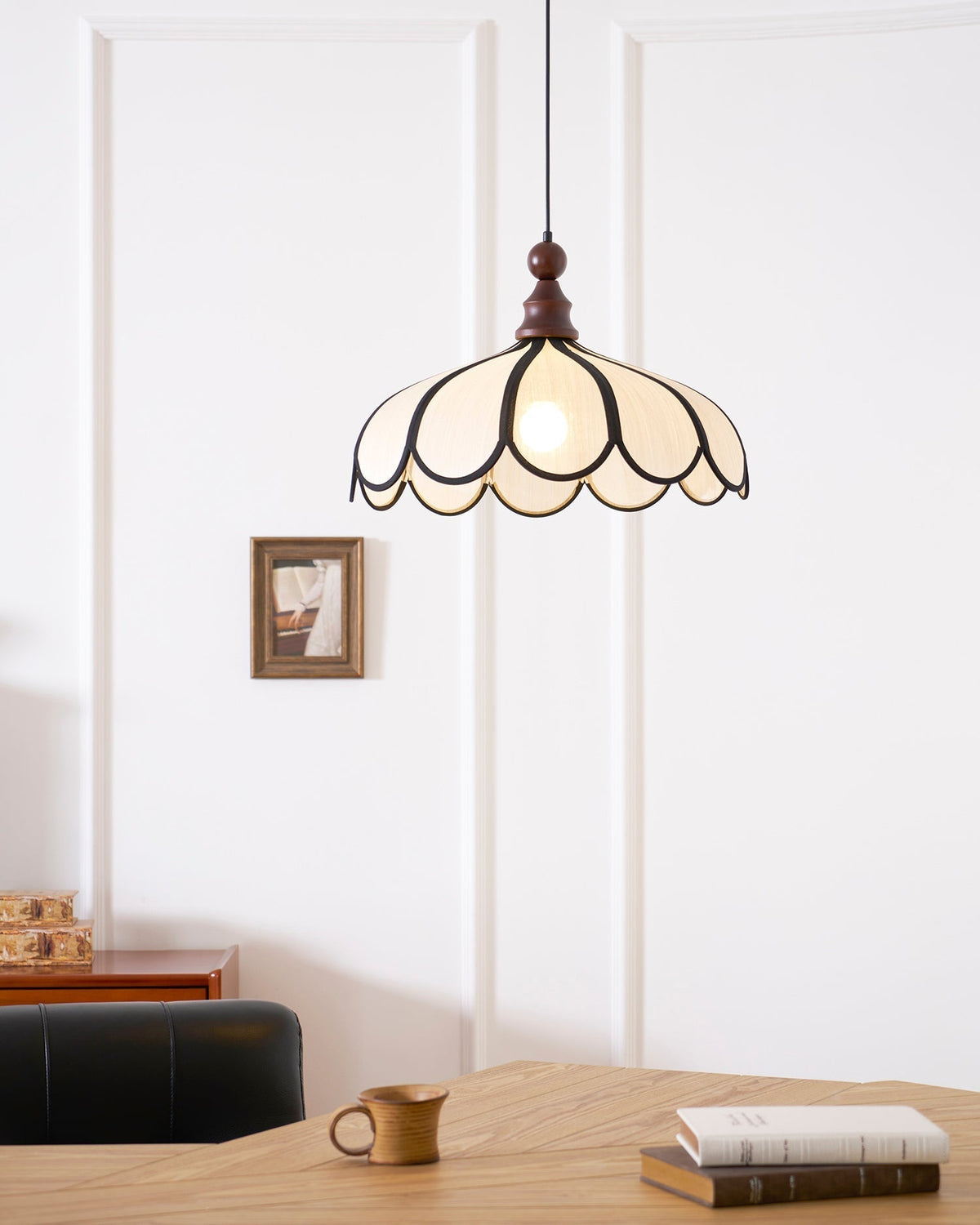 View from below the Botan Pendant Light, showing the bulb housing.