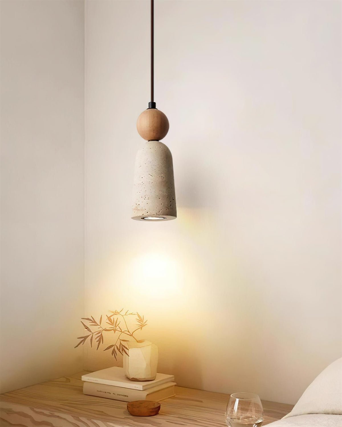 Nolira Pendant Light Wood Travertine Natural-Neutral Decor