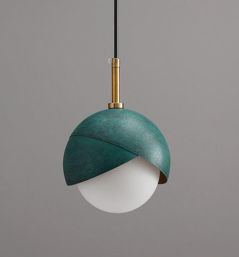 Orlisse Lampe Suspendue en Laiton Globe Opale Emboîté Moderne