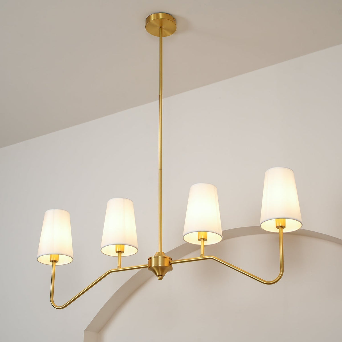 Iselaria Lustre Laiton Courbé Beige Linéaire