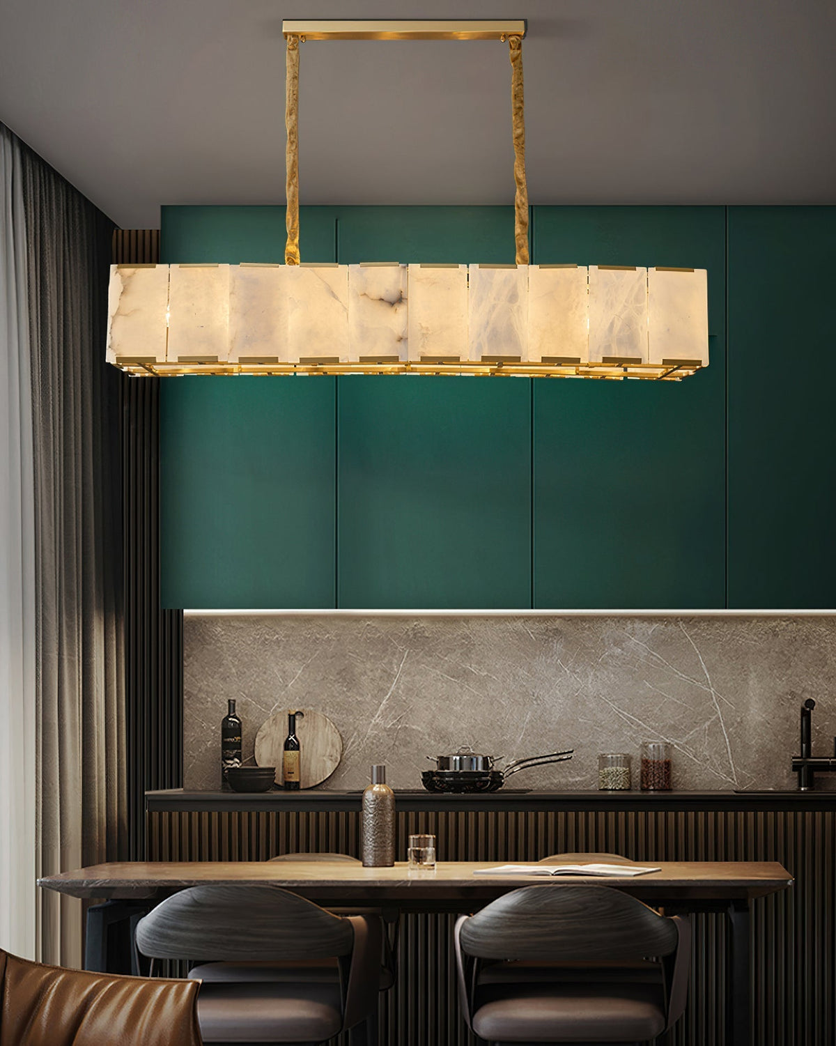 The 12-head Bernardi chandelier illuminating a contemporary space.