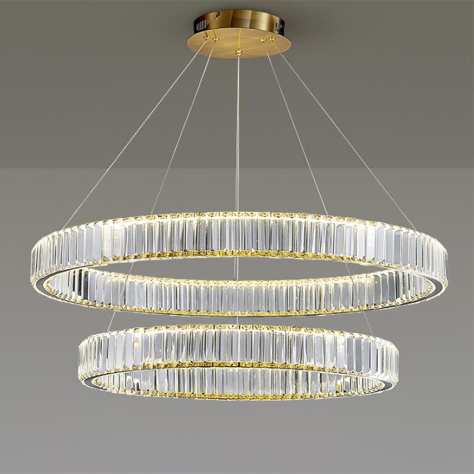 Tevisse Lustre Anneau en Cristal Doré