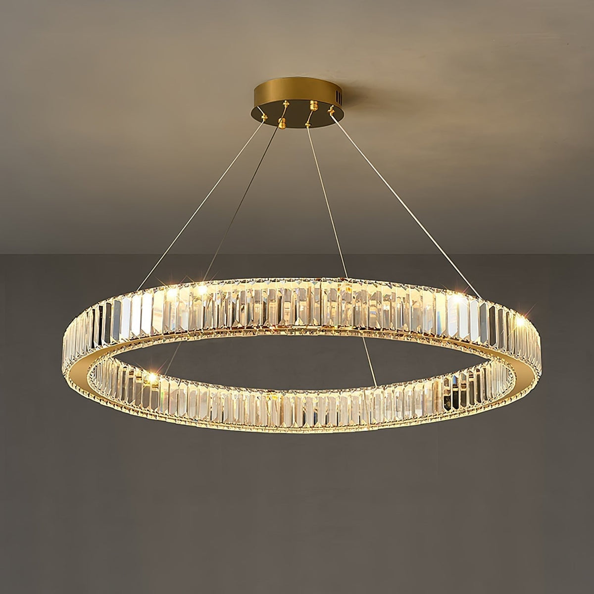 Tevisse Lustre Anneau en Cristal Doré