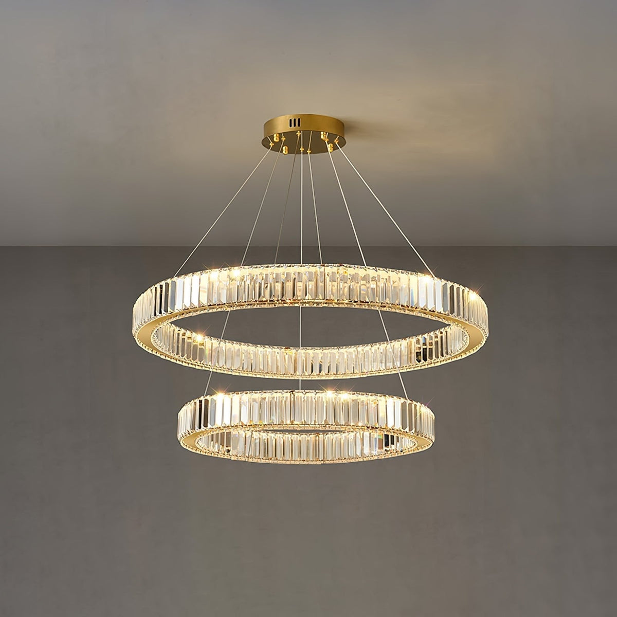 Tevisse Lustre Anneau en Cristal Doré