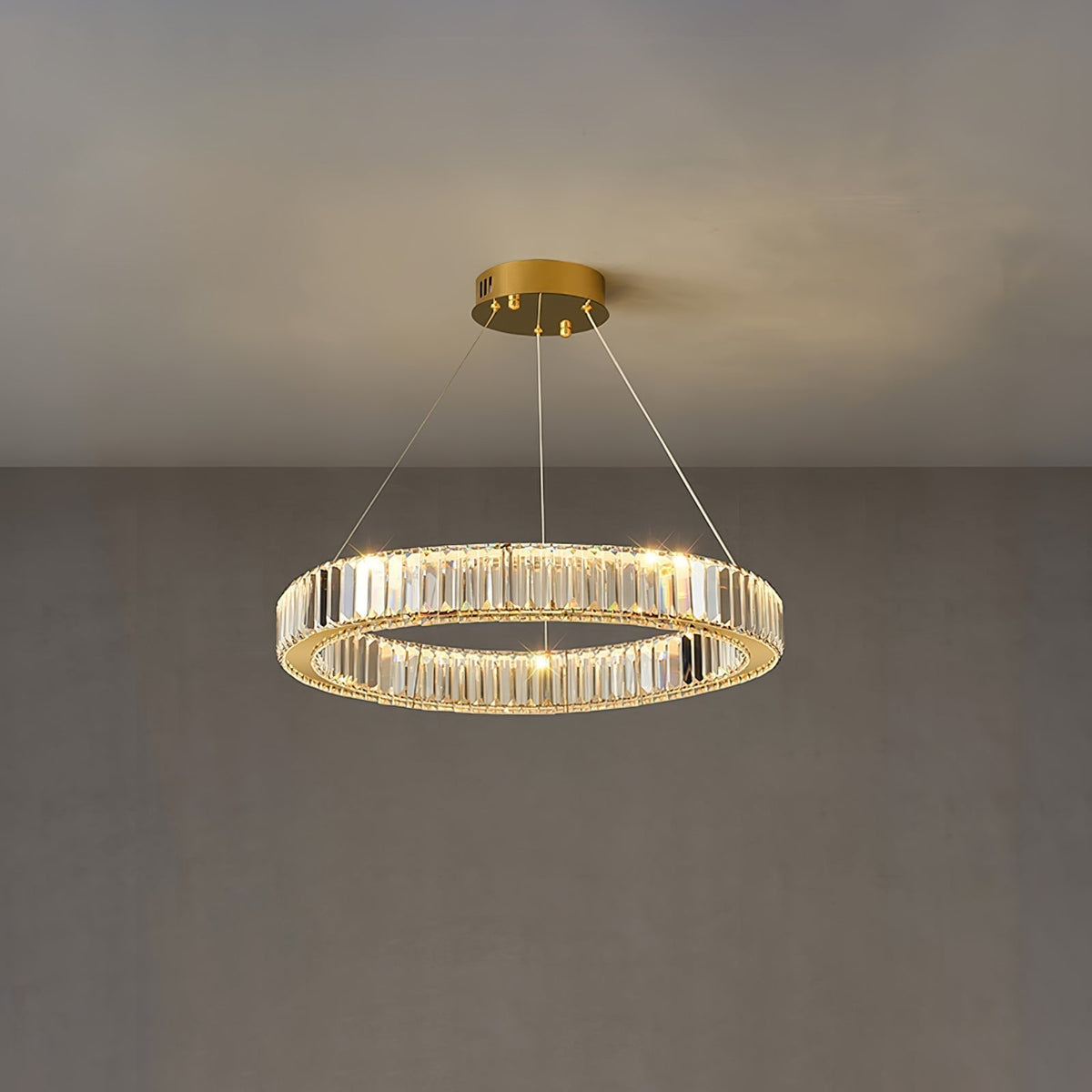 Tevisse Lustre Anneau en Cristal Doré