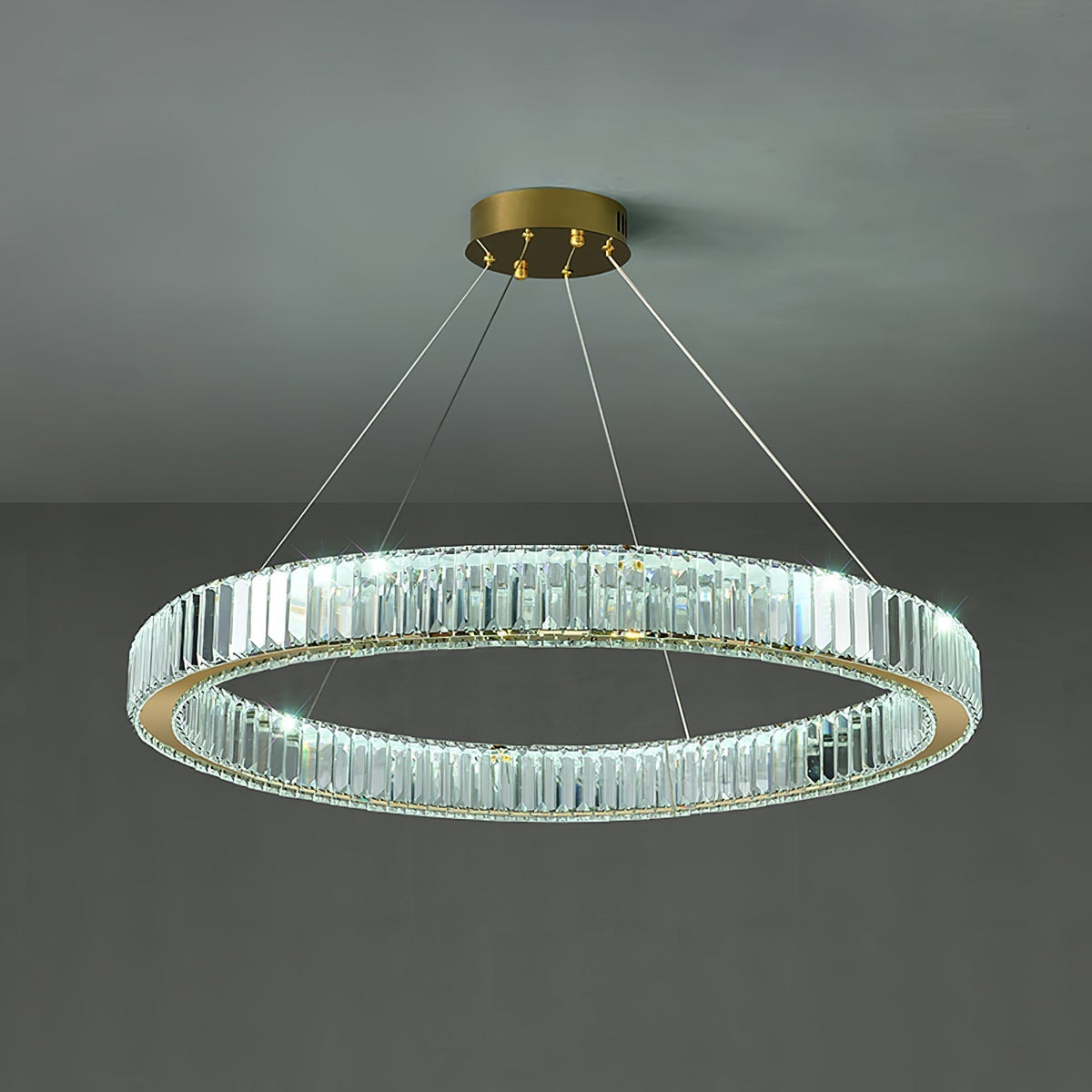 Tevisse Lustre Anneau en Cristal Doré