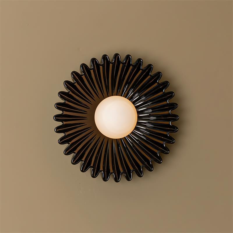 Wall Lamp Ceramics and Glass Dark Green White Black Beige Sculptural-Neutral Decor