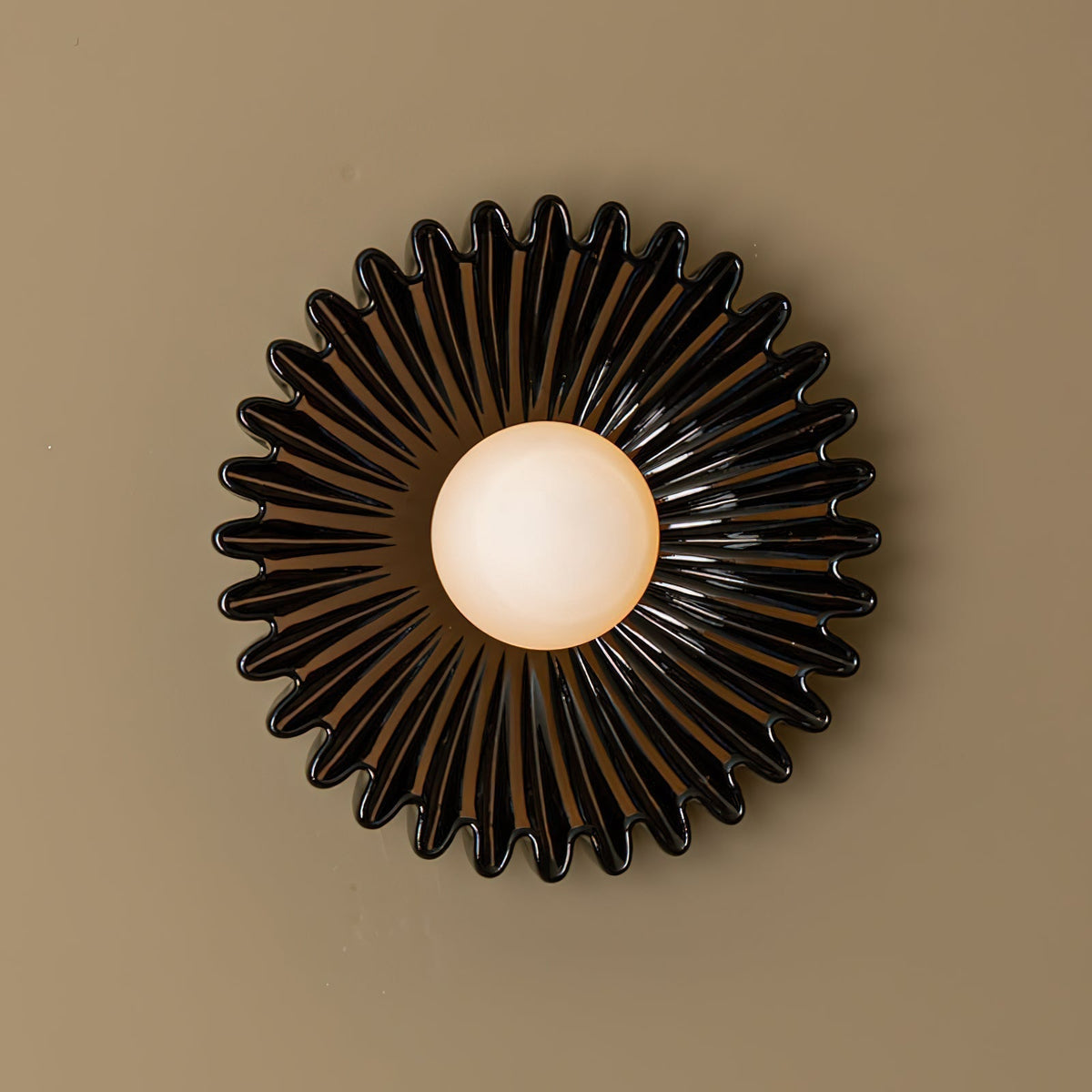 Wall Lamp Ceramics and Glass Dark Green White Black Beige Sculptural-Neutral Decor