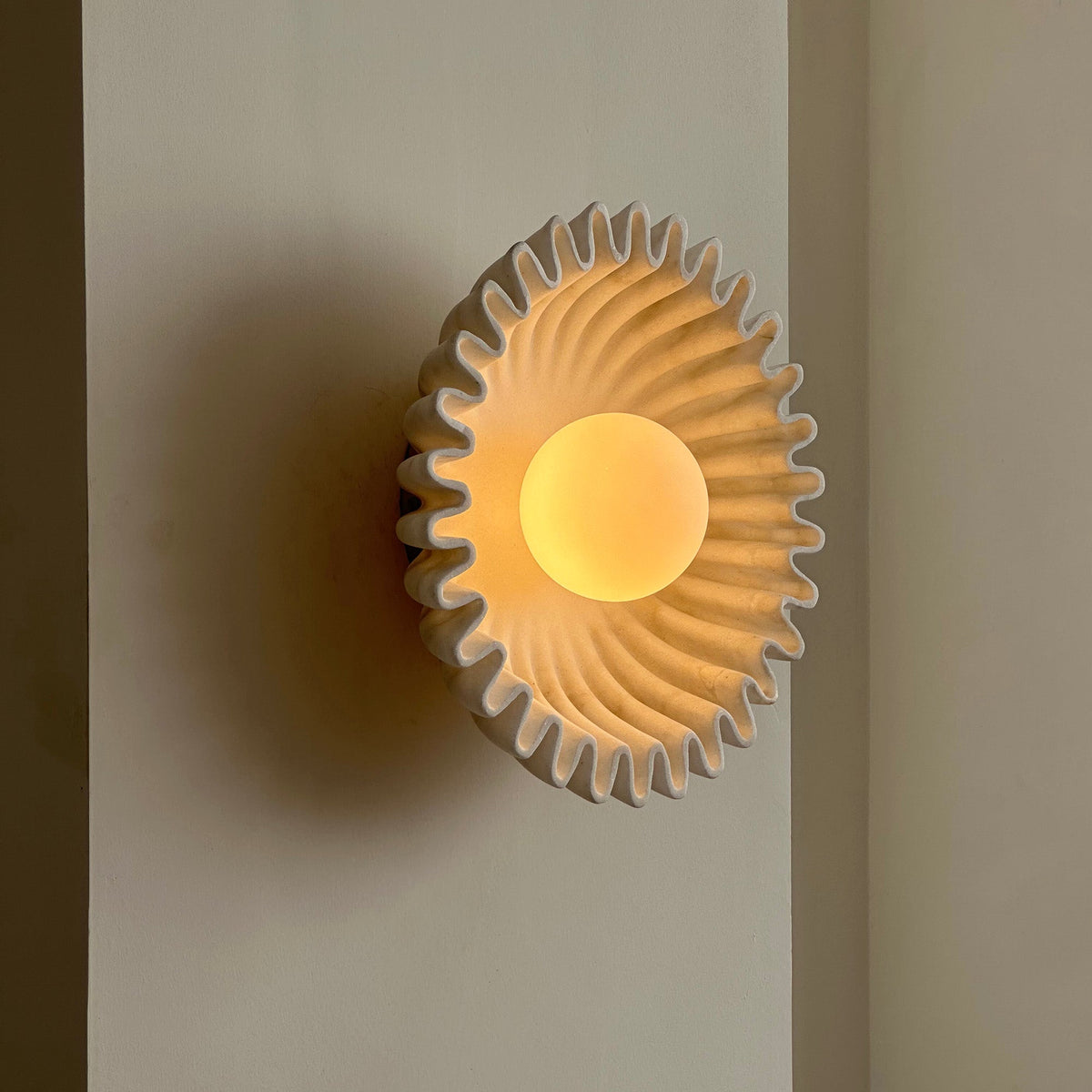 Wall Lamp Ceramics and Glass Dark Green White Black Beige Sculptural-Neutral Decor