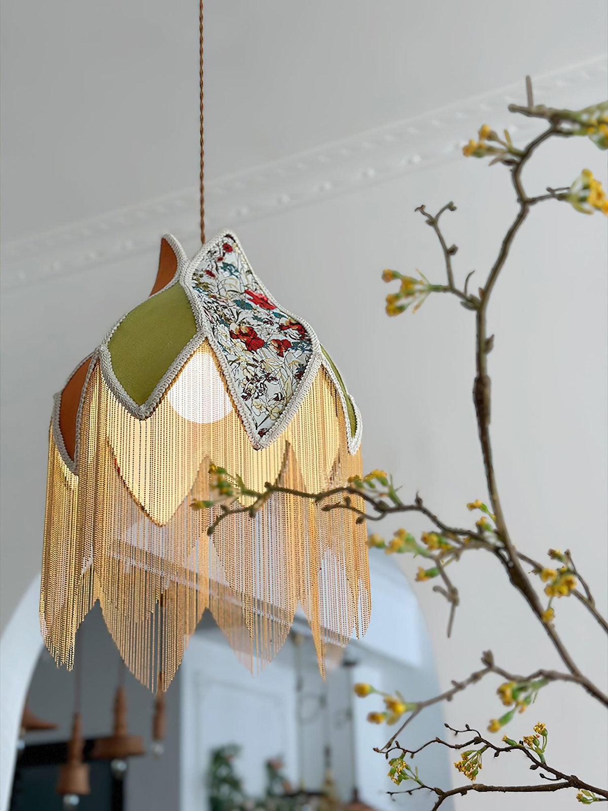 Silvesa Lampe Suspension à Franges Unique