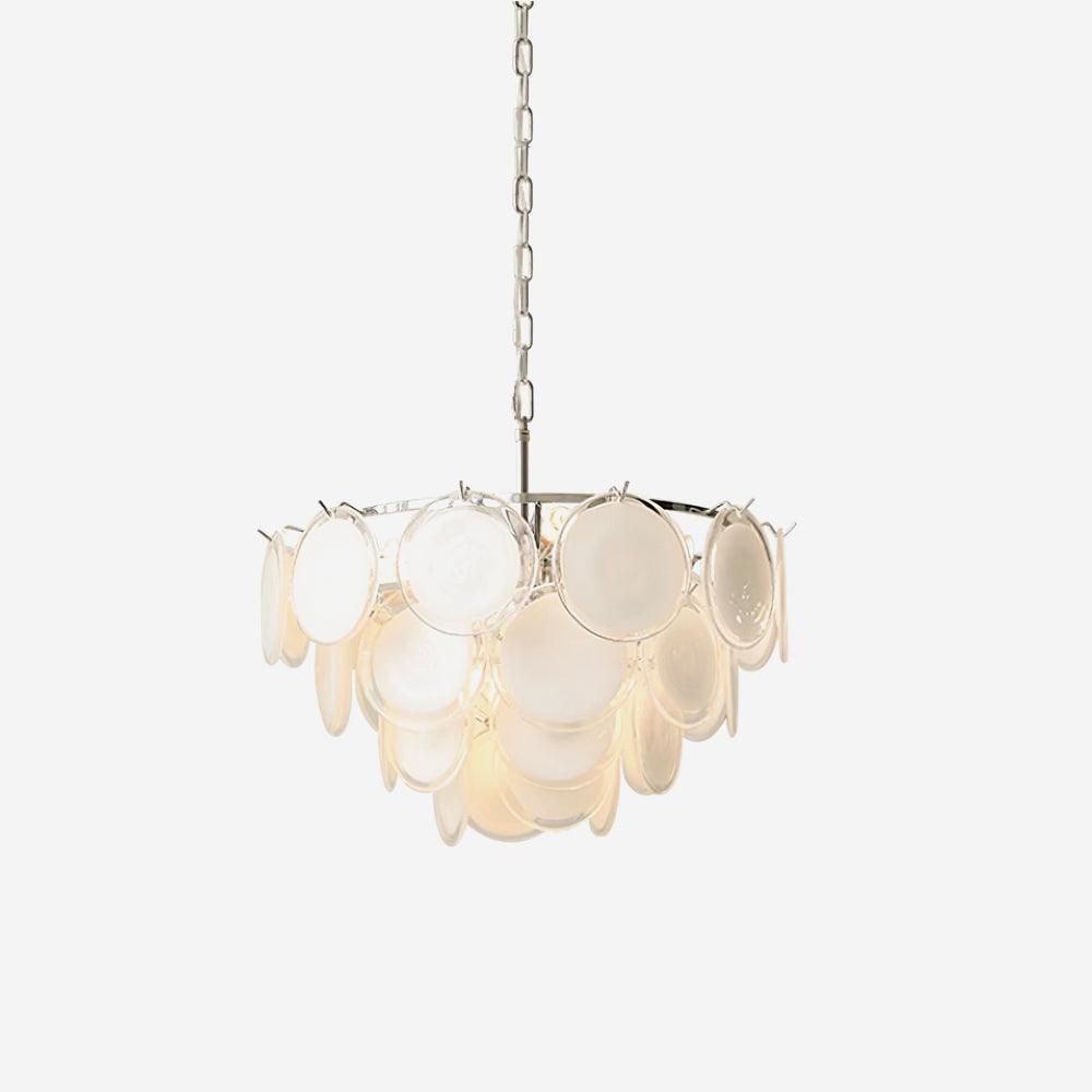 Lumirae Chandelier Cascading Frosted Glass Discs-Neutral Decor