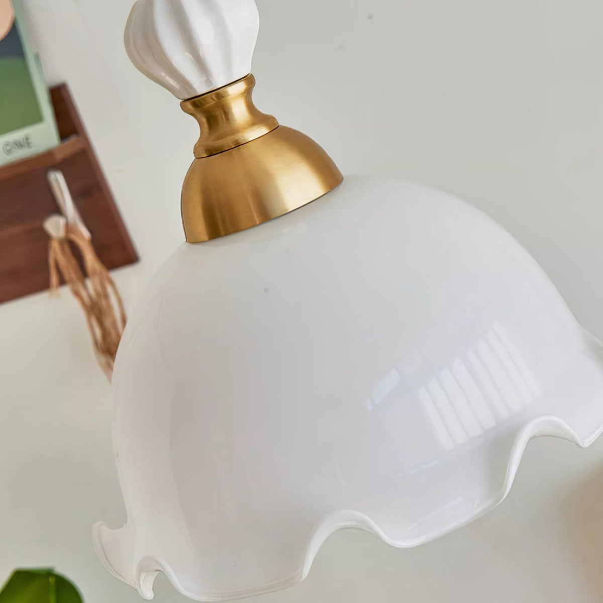 Pendant Lamp Wavy Edge Glass Shade Soft Glow Vintage Romantic-Neutral Decor