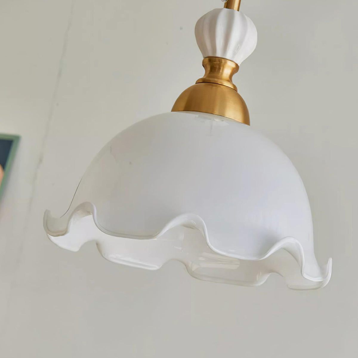 Pendant Lamp Wavy Edge Glass Shade Soft Glow Vintage Romantic-Neutral Decor