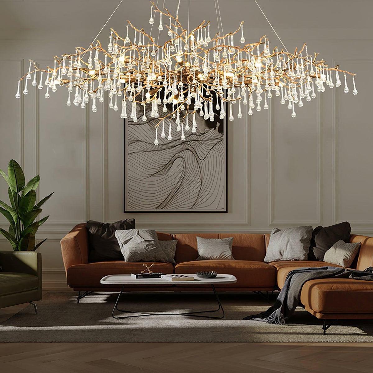Eldeya Lustre Branches en Laiton et Cristal