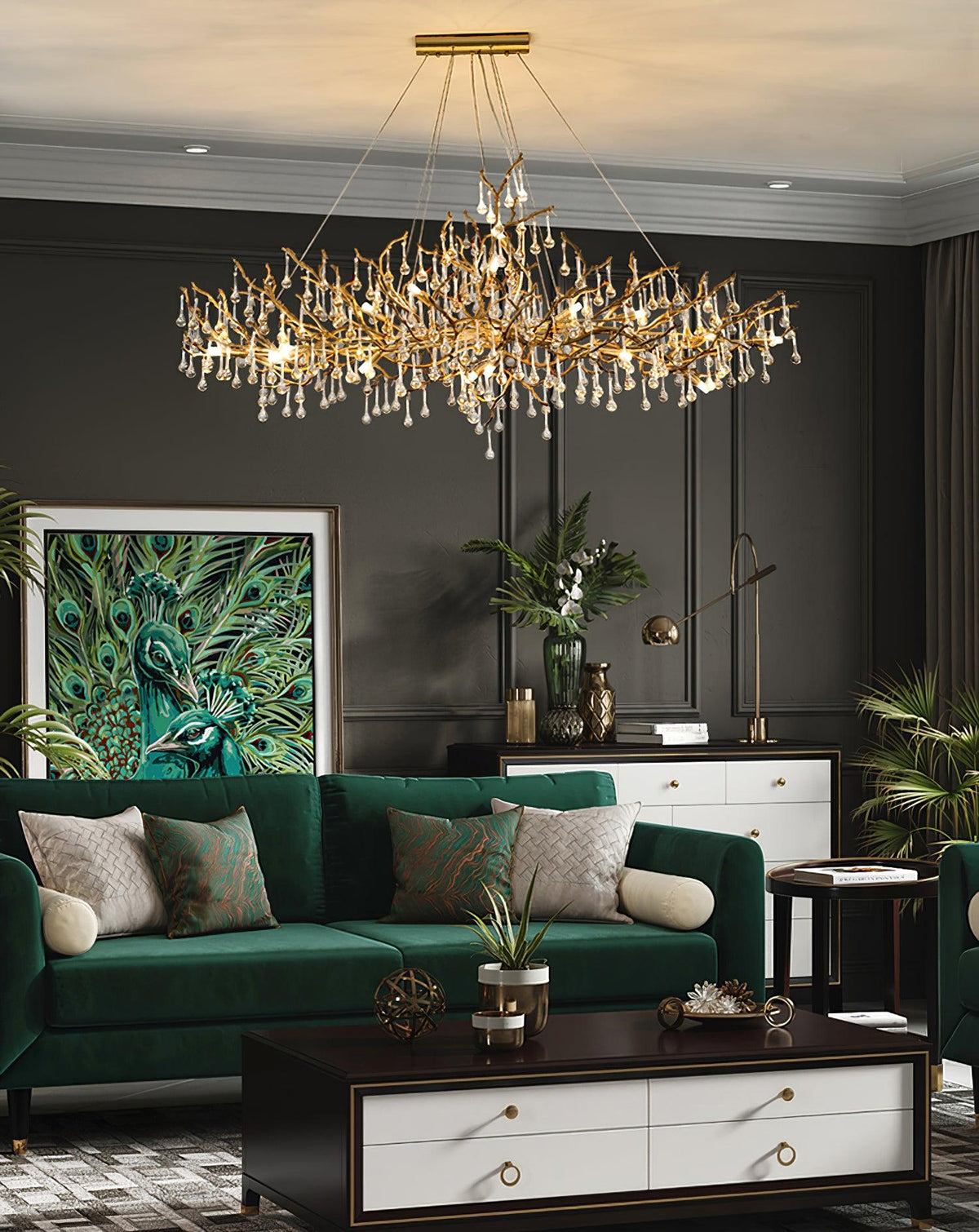 Eldeya Lustre Branches en Laiton et Cristal