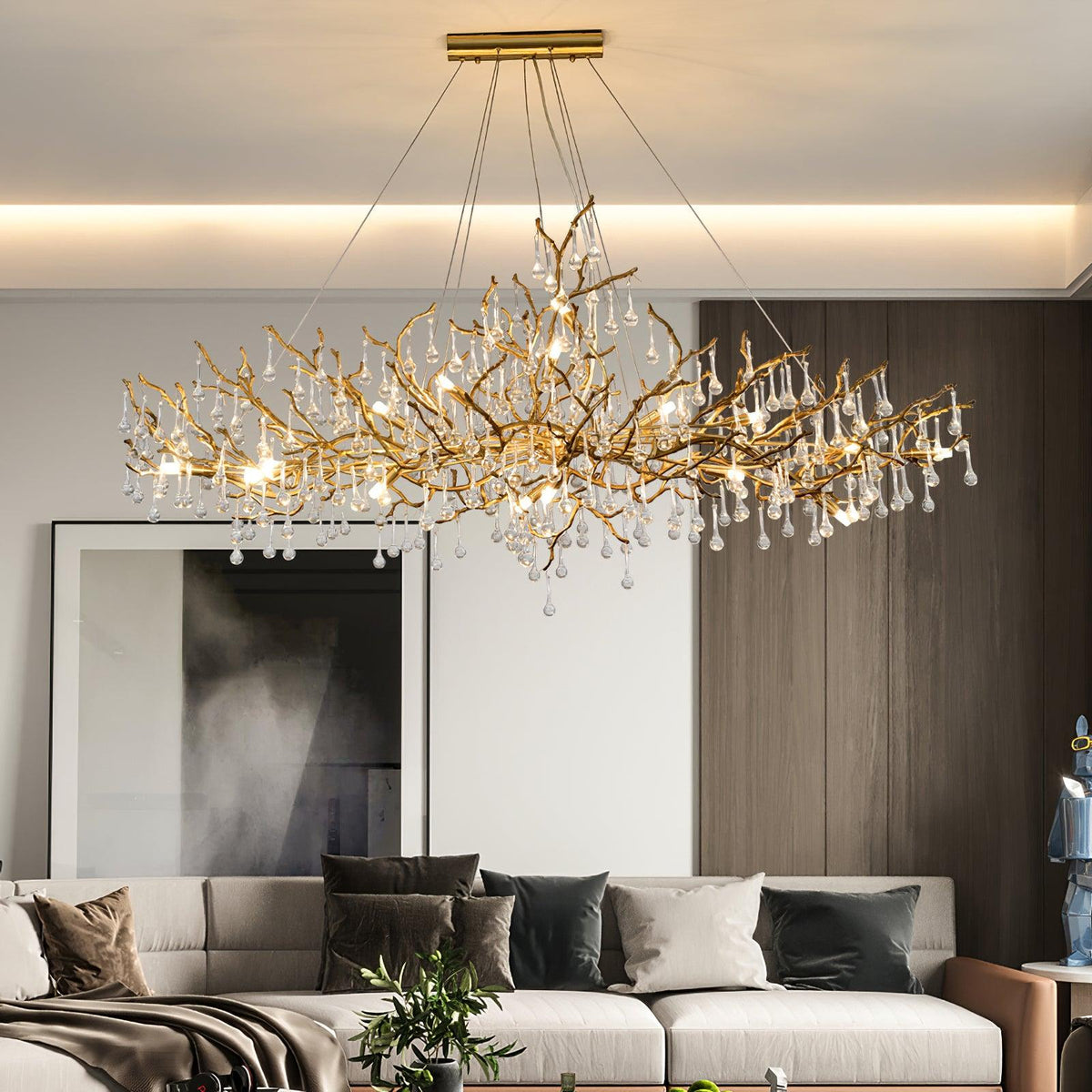 Eldeya Lustre Branches en Laiton et Cristal