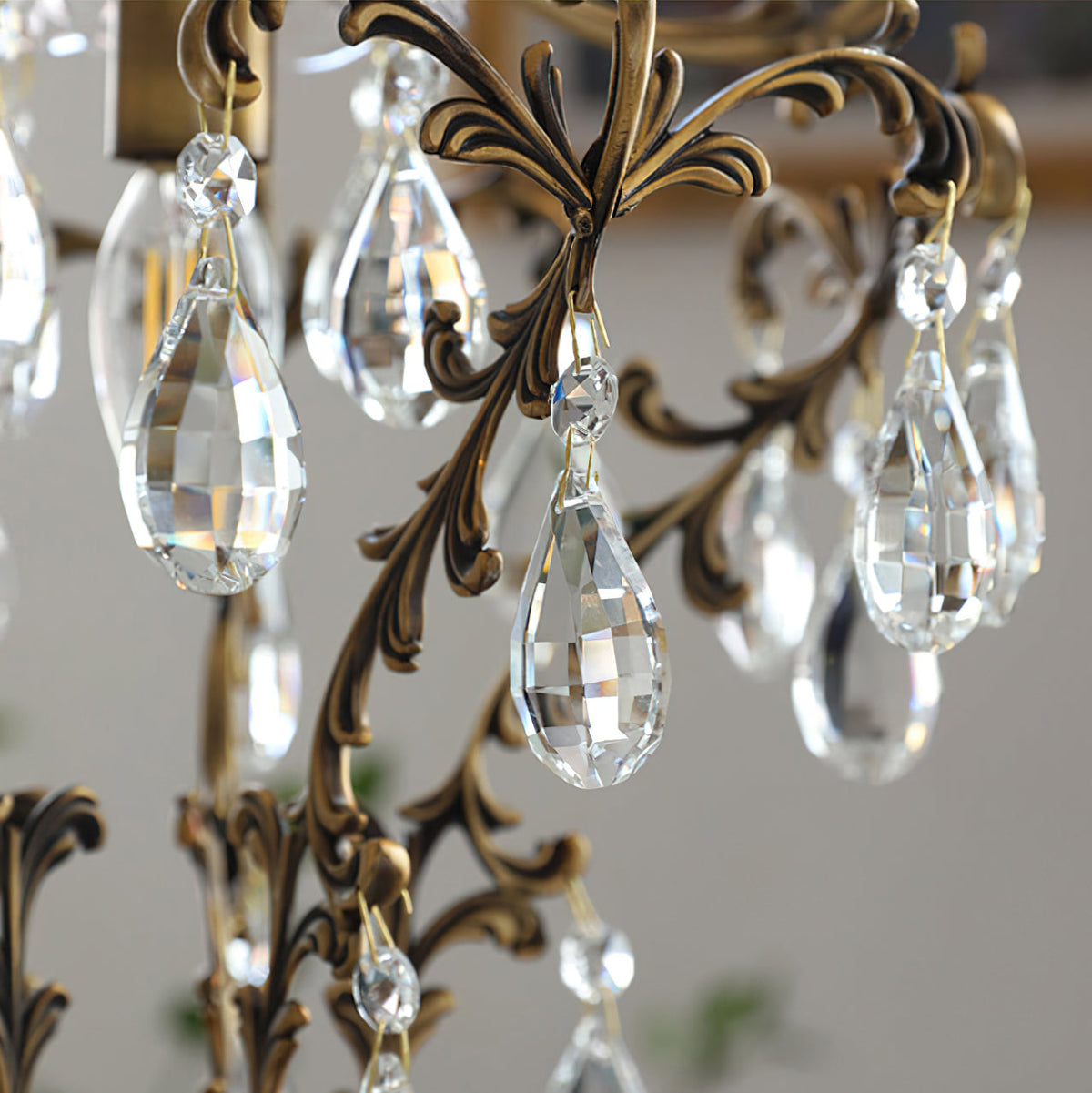 Another angle of the illuminated brass pendant light.