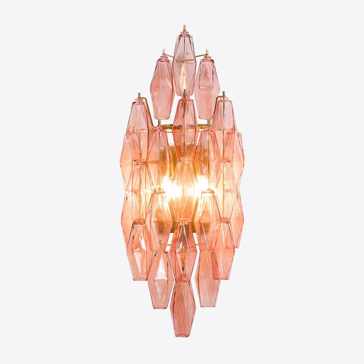 Biscayne sconce from a low angle, looking up at the prisms.