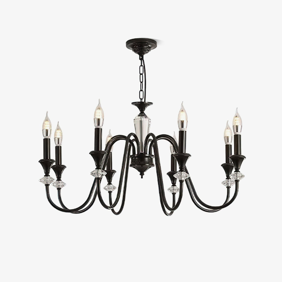 Linalis Lustre Noir & Cristal Candelabre