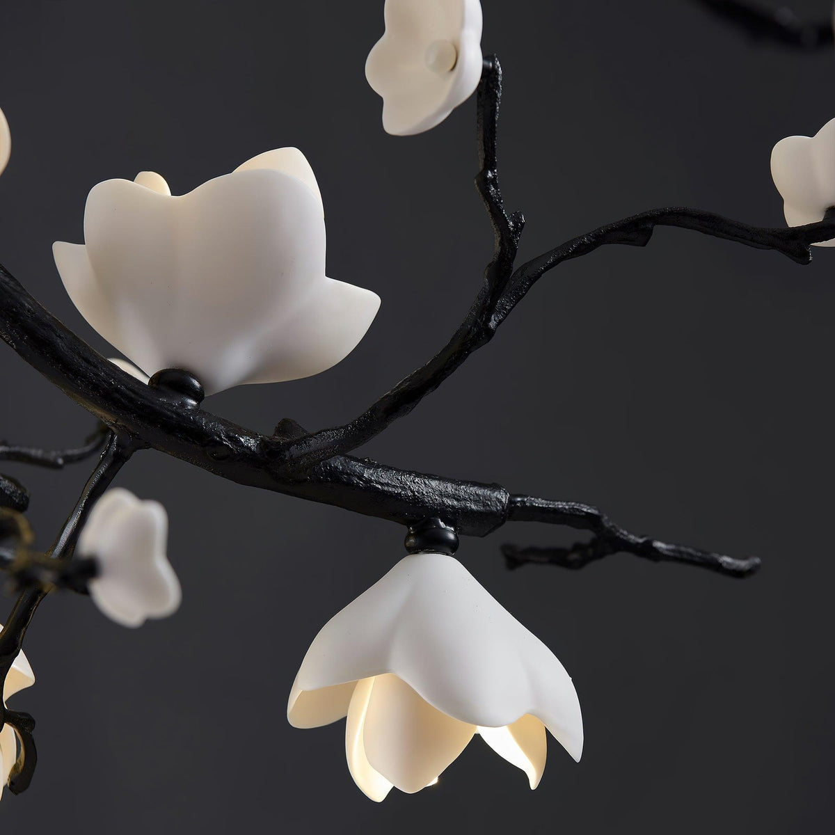 Iseleria Suspension Lampe Arbre Noir et Cuivre avec Fruits Sauvages