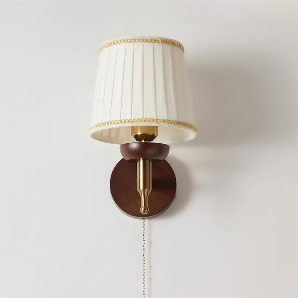 Blixen Wall Lamp Fabric Classic Gold Walnut Bedroom-Neutral Decor
