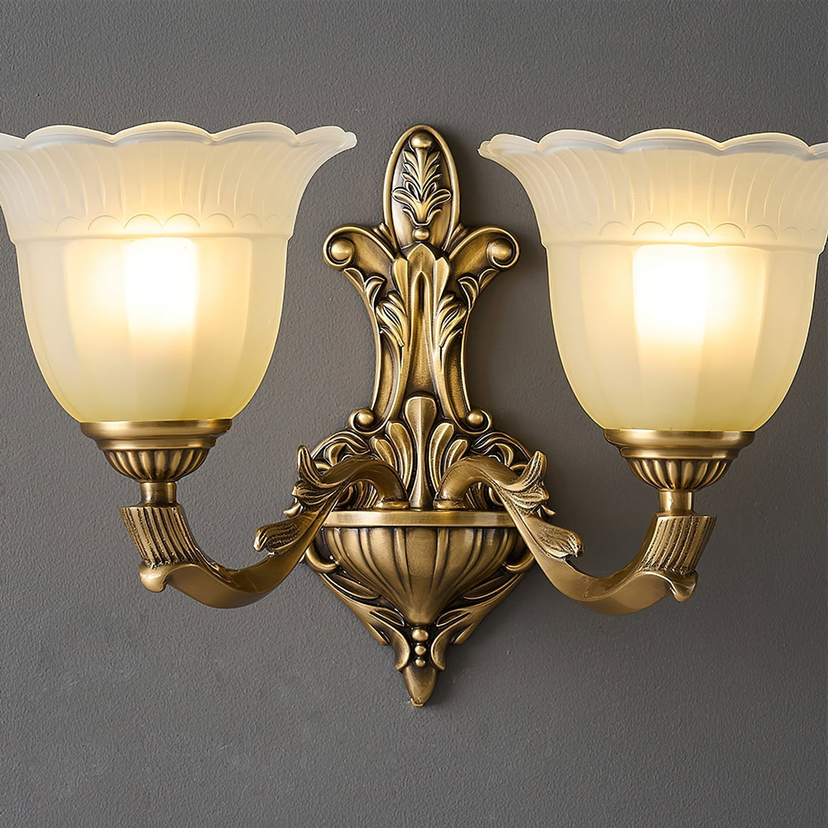 Sifuvyd Luxe Fleur Laiton Verre Métal Applique Murale