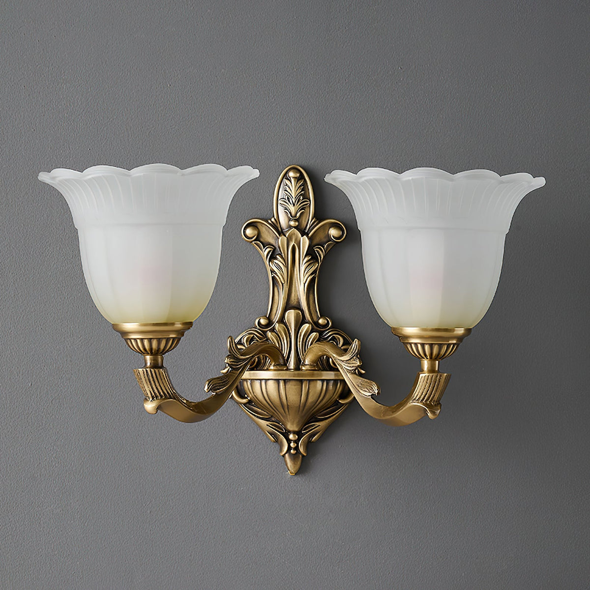 Sifuvyd Luxe Fleur Laiton Verre Métal Applique Murale