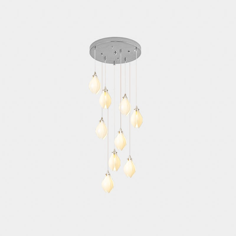 Galiel Suspension Lampe Céramique Florale Blanche