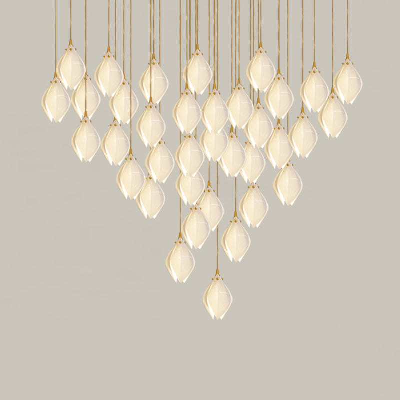 Galiel Suspension Lampe Céramique Florale Blanche