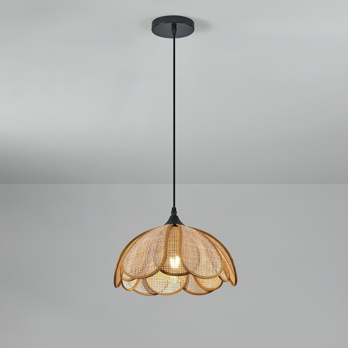 Sorira Élégance Floraison Rotin Tissu Suspension