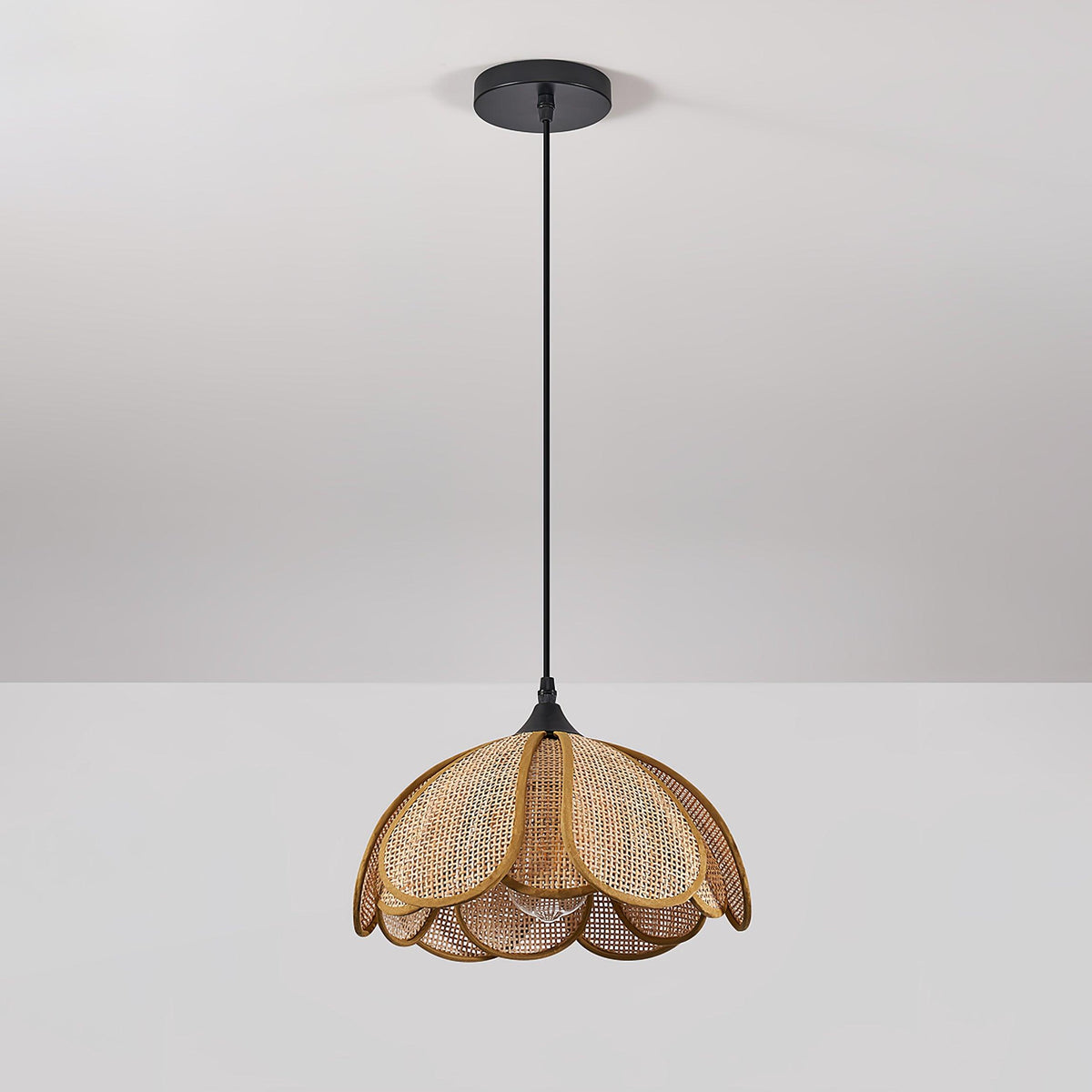 Sorira Élégance Floraison Rotin Tissu Suspension