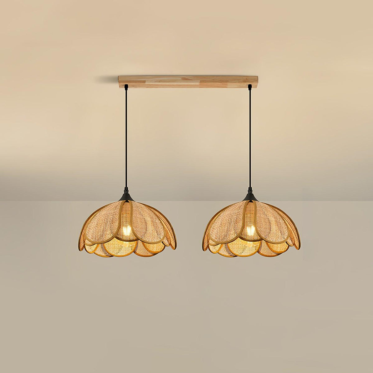 Sorira Élégance Floraison Rotin Tissu Suspension