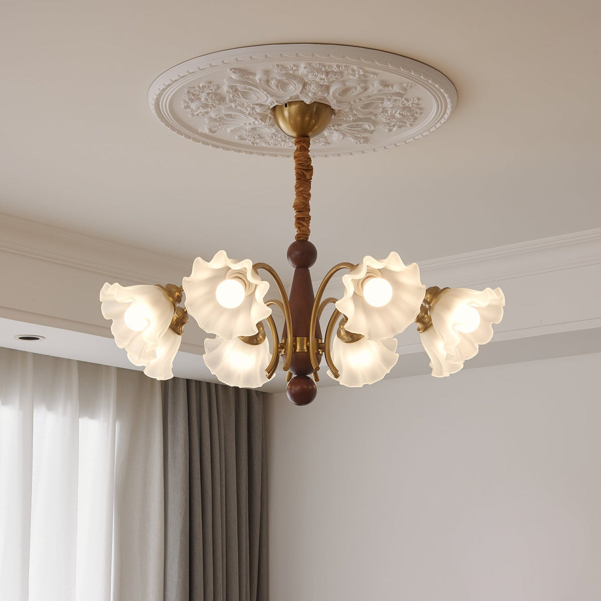Verora Lustre Bois Verre Élégance Traditionnelle