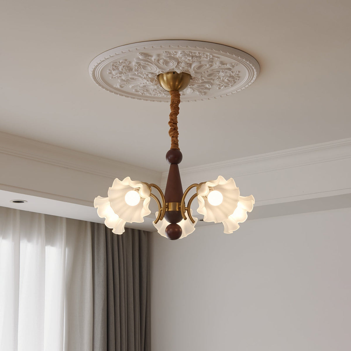 Verora Lustre Bois Verre Élégance Traditionnelle