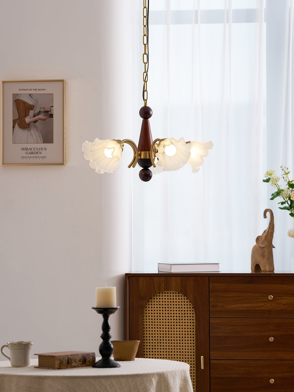 Verora Lustre Bois Verre Élégance Traditionnelle